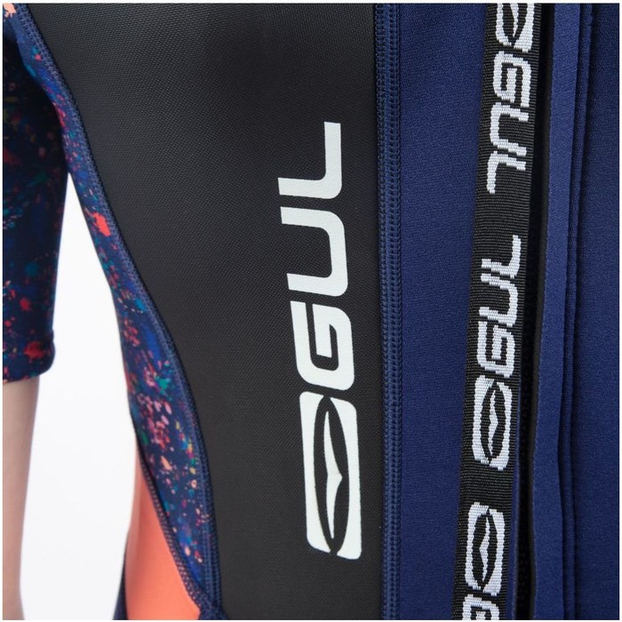 2024 Gul Junior Response 3/2mm Back Zip Shorty Wetsuit RE3321-C1 - Blue / Rose